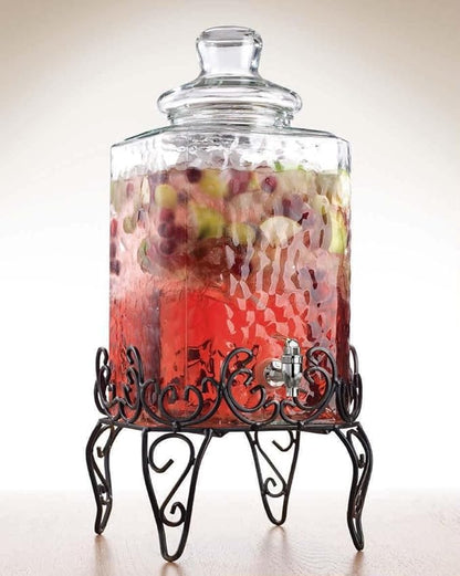 MosJos 2.5 Gallon Classic Hammered Glass Beverage Dispenser with Elegant Stand - Glass Drink Dispenser with 100% Leak Proof Spigot, Party Drink Dispensers for Lemonade, Punch, Water, Juice - Image 6