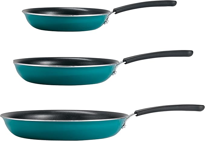 Tramontina Porcelain Enamel Non Stick 3-Pack Frying Pans, Skillet Set with Reinforced Nonstick Coating, Dishwasher and Oven Safe (Teal) - Image 4