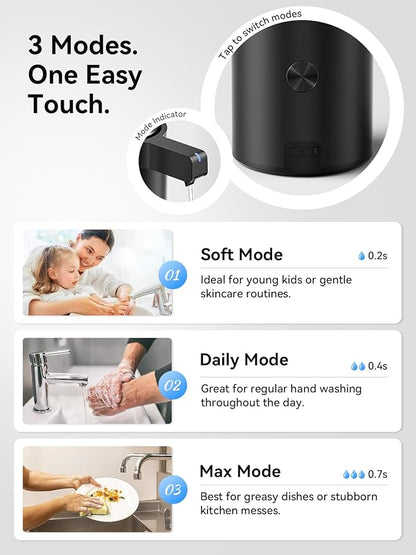SUNLY Touchless Automatic Soap Dispenser – Clog-Free Pump, 0.2s Fast Sensor, USB-C Rechargeable, Smudge-Resistant Stainless Steel, for Kitchen & Bathroom Soap Dispenser, Black - Image 4