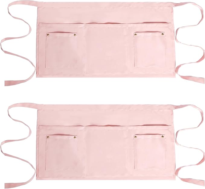 Server Apron with 5 Pockets - Rivet buckle Unisex Short/Half Waiter Waist Short Apron