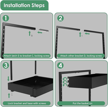 REALINN Expandable Under Sink Organizers and Storage, 2 Tier Under Cabinet Organizer, Heights Adjustable Pull Out Rack for Kitchen Bathroom Laundry, Black, 2 Pack