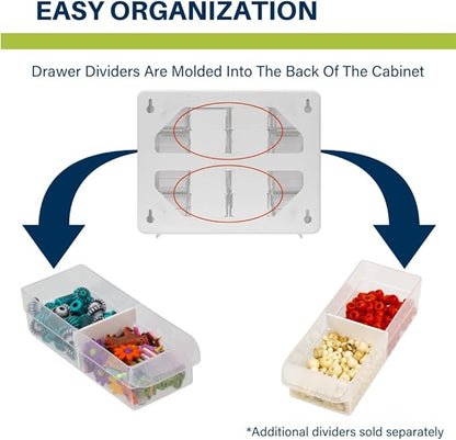 Akro-Mils 16-Drawer Plastic Drawer Storage Cabinet for Garage Organization, Beads, Makeup Organizer, Building Bricks Storage, Teacher Toolbox, 10-1/2-Inch W x 6-1/2-Inch D x 8-1/2-Inch H, 10116 White - Image 5