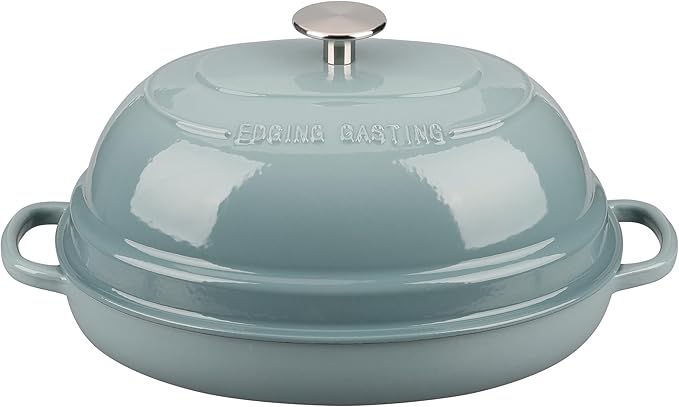 EDGING CASTING Enameled Oval Cast Iron Dutch Oven Pot with Lid, Bread Dutch Oven for Sourdough Bread Baking, Dutch Oven Bread, Bread Oven, 6QT, Seasalt - Image 6