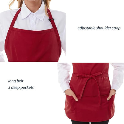 Aprons for Women with 3 Pockets, Server Apron, Aprons for Cooking, Chef Apron, Comfortable Material Adjustable