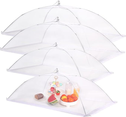 JULBEAR 4 Pcs Extra Large Mesh Food Cover Tent Umbrella Food Screen Covers for Outside Pop-up Mesh Reusable Food Nets for Parties Picnics Outdoor BBQs Collapsible (2 Pcs 40"x24", 2 Pcs 32"x24") by JULBEAR