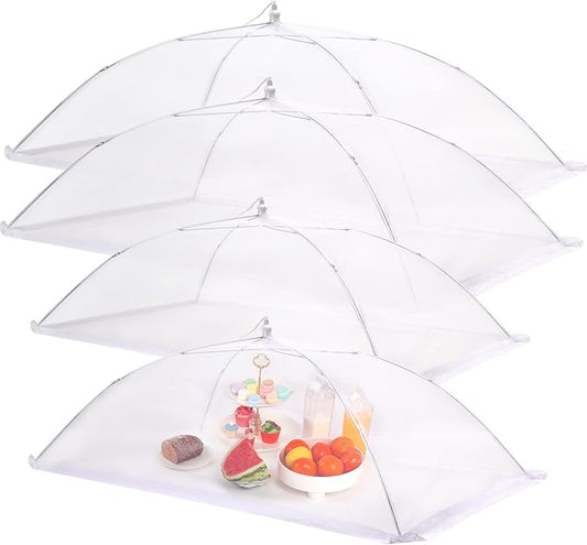 JULBEAR 4 Pcs Extra Large Mesh Food Cover Tent Umbrella Food Screen Covers for Outside Pop-up Mesh Reusable Food Nets for Parties Picnics Outdoor BBQs Collapsible (2 Pcs 40"x24", 2 Pcs 32"x24") by JULBEAR