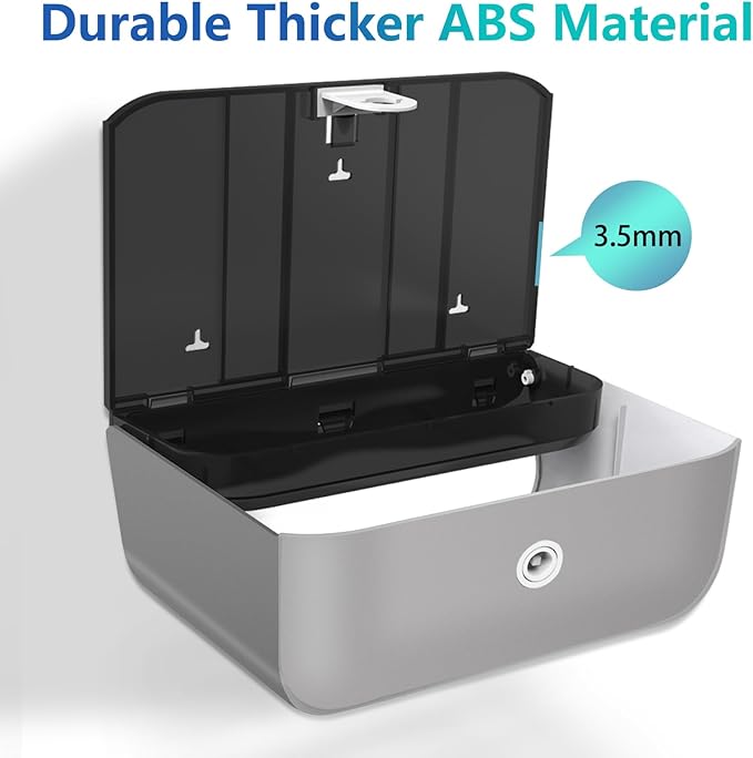 Trifold Hand Towel Dispenser for Bathroom - C Fold Paper Towel Dispenser Wall Mount with No-Hole Adhesive Installation, Compact 200 Sheets Large Capacity for Home, Apartment & RV - Image 3