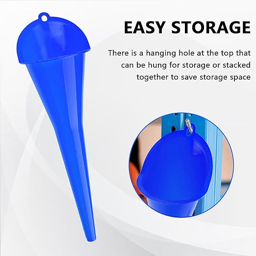 Long-Neck Oil Funnel for Automotive – Multi-Function Plastic Funnel for Oil, Gas & Lubricants – Universal Car Accessory (Blue (1-Pack)) - Image 5