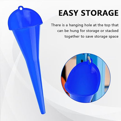 Long-Neck Oil Funnel for Automotive – Multi-Function Plastic Funnel for Oil, Gas & Lubricants – Universal Car Accessory (Blue (2-Pack)) - Image 5