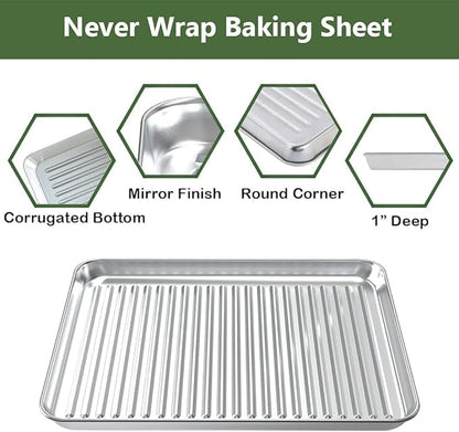 ROTTAY Baking Sheet, Half Sheet Pan with Cooling Rack Set [2 Pans + 2 Racks], Stainless Steel Baking Pan for Oven, Warp Resistant & Heavy Duty & Rust Free, Size 18 x 12 x 1 Inches - Image 5
