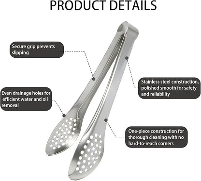 6 PCS Silver Serving Tongs for Party 7 Inch Stainless Steel Serving Utensils for Salad Buffet and Dessert(Sliver)
