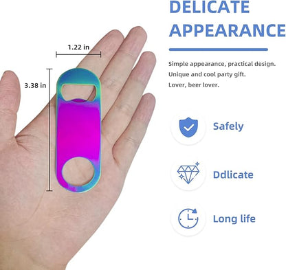 Rainbow Color Stainless Steel Flat Bottle Opener, Sturdy and Durable 2 Pcs to Send to Friends, Suitable for Bar Bartender Men Women Kitchen Restaurant Party Supplies (Small) - Image 2