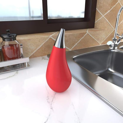 Kitchen Bathroom Counter top Squeezable Soap Dispensers Tear Drop Shape Bottle (Red, ~7oz) - Image 2