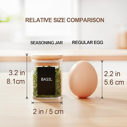ComSaf Spice Jars with Label 4oz 16 Pack, Glass Spice Jars with Bamboo Lid, Mini Seasoning Containers with 54 Black Labels, Stackable for Kitchen, Pantry Organization, Loose Tea, Herbs, Powders, Salt - Image 2
