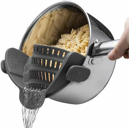 Silicone Pot Strainer, Emptycolor Adjustable Clip On Strainer for Pots Pans, Heat Resistant Pot Drainer, Kitchen Pasta Colander for Vegetables and Noodles (Grey) by Unknown