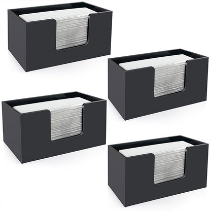 Paper Towel Holder Countertop, Acrylic Bathroom Paper Towel Holder, Black Napkin Holder for Kitchen, Countertop Multifold Z-fold C-fold,Trifold Paper Hand Towel Dispenser for Bathroom Toilet (4)