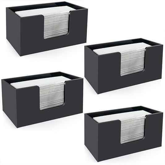 Paper Towel Holder Countertop, Acrylic Bathroom Paper Towel Holder, Black Napkin Holder for Kitchen, Countertop Multifold Z-fold C-fold,Trifold Paper Hand Towel Dispenser for Bathroom Toilet (4)