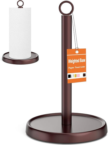 Oil Rubbed Bronze Paper Towel Holder Countertop, Oil Rubbed Bronze Kitchen Accessories Decor, Stainless Steel, Weighted Base, Paper Towel Stand for Bathroom Farmhouse Essentials by Awarmhome