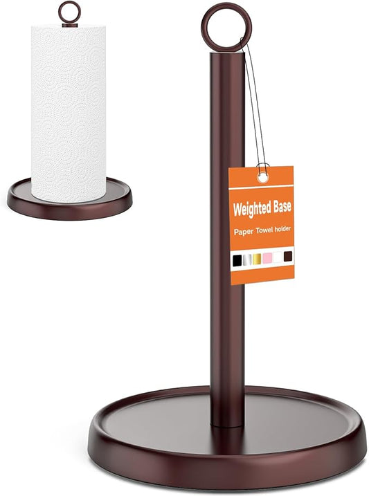 Oil Rubbed Bronze Paper Towel Holder Countertop, Oil Rubbed Bronze Kitchen Accessories Decor, Stainless Steel, Weighted Base, Paper Towel Stand for Bathroom Farmhouse Essentials by Awarmhome