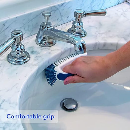 Unger Multi-Purpose Counter and Fixture Scrub Brush, Non-Slip Small Household Cleaning Supplies, Removes Dirt and Grime from Bathroom Sinks, Kitchen Countertops, and Faucets - Image 4