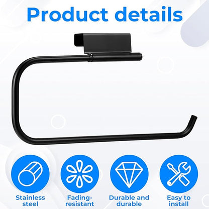 Cabinet Door Paper Towel Holder, 12.6 Inches Paper Towel Holder Papers Towels Rack Under Sink Papers Towels Storage and Dispenser for Kitchen Bathroom Laundry Room (Black)