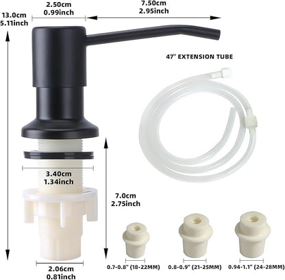 Soap Dispenser for Kitchen Sink, Built in Sink Soap Dispenser, Countertop Soap Dispenser Pump with 47" Extension Tube kit, No Need to Fill Little Bottle Again, Black - Image 6