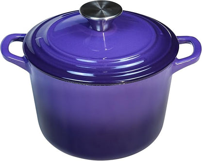 Flavehc Dutch Oven Pot with Lid 1.8 qt Cast Iron Dutch Oven for Bread Baking Purple Enameled Cast Iron Rice Pot with Handels by FLAVEHC