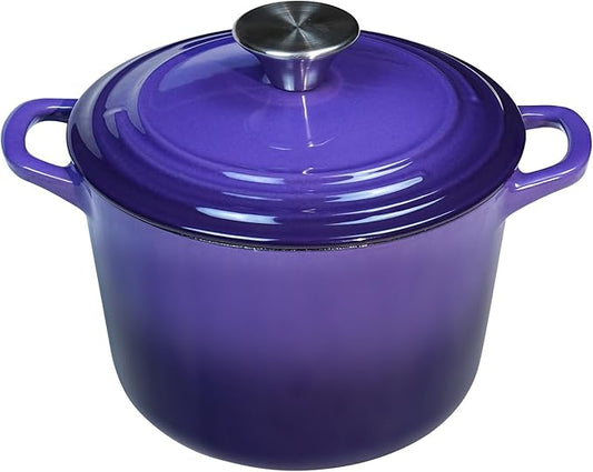 Flavehc Dutch Oven Pot with Lid 1.8 qt Cast Iron Dutch Oven for Bread Baking Purple Enameled Cast Iron Rice Pot with Handels by FLAVEHC