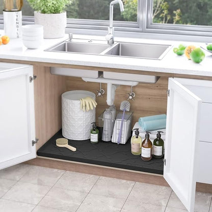 SIKADEER 22" x 22" Under Sink Mat Waterproof, Silicone Mat Kitchen Drawer Shelf and Cabinet Liner, Sink Protector for Kitchen Organizers and Storage, Boot Tray Pet Food Mats - Image 2