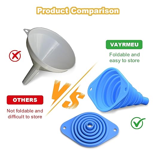 Kitchen Funnel Set of 3,Small and Large,Funnels for Kitchen Use Filling Bottle,Folding Silicone Funnel Used for Transferring Liquids in The Kitchen - Image 8