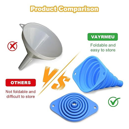 Kitchen Funnel Set of 3,Small and Large,Funnels for Kitchen Use Filling Bottle,Folding Silicone Funnel Used for Transferring Liquids in The Kitchen - Image 8
