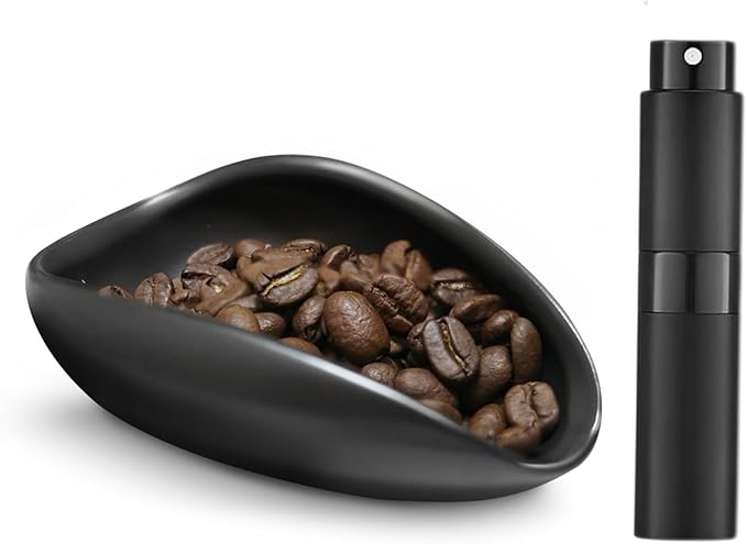 Coffee Bean Dosing Cup and Spray Bottle Set, Ceramic Single Dosing Tray for Coffee&Tea, Dosing Vessel Espresso Accessories for Coffee Bar, Black - Image 2