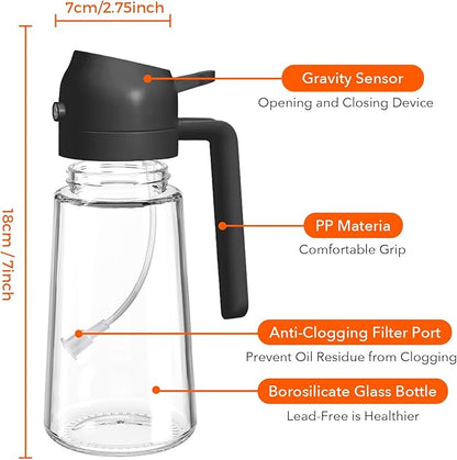 YARRAMATE 2Pcs 16oz/470ml 2 in 1 Oil Sprayer for Cooking with Stickers, Food-grade Glass Oil Spray Bottle, Oil Dispenser and Oil Sprayer for Kitchen, Salad, Frying, BBQ (White &Black) - Image 8