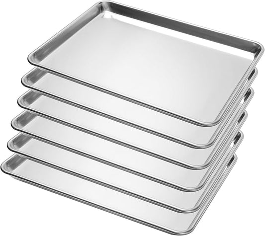 BIEAMA 6 Pack Half Size Baking Sheet Pan Aluminum Commercial Pan for Oven Freezer Bakery Hotel Restaurant 18" × 13" by BIEAMA