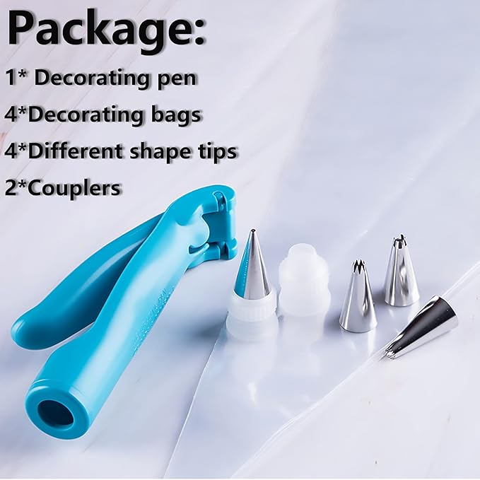 Cake Decorating Pen Tool Kit Pastry Bag DIY Cake Deco Tools Kit Pastry Icing Pen Piping Kit Bags(Blue) - Image 8