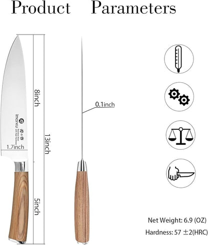 imarku Chef Knife - Pro Kitchen Knife 8 Inch Chef's Knives Japanese SUS440A Stainless Steel Sharp Paring Knife with Ergonomic Handle, Golden Handle, Birthday Gifts for Men and Women,Gyutou Knives - Image 5