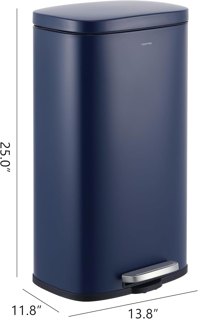 happimess HPM1011E Curtis 8-Gallon Step-Open Trash Can, Fingerprint Resistant, Modern, Minimalistic for Home, Kitchen, Laundry Room, Office, Bedroom, Bathroom, Denim Blue - Image 4