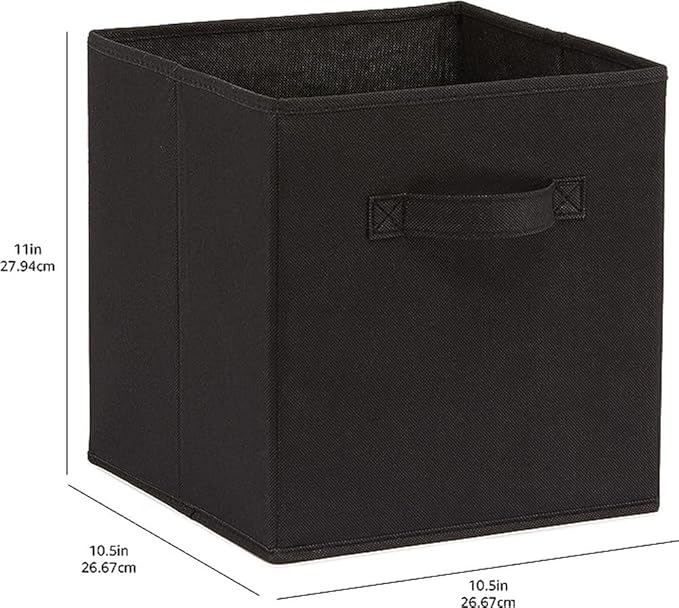 Amazon Basics Collapsible Fabric Storage Bins Organizer with Handles, Sturdy, Foldable, 10.5" x 10.5" x 11", Black, 6-Pack - Image 4