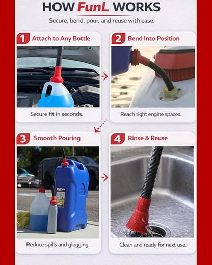 Stretchable Automotive Funnel 3-Pack – Universal Spill-Proof Flexible NBR Funnel for Oil, Gas, Coolant & Fluid Transfers – Chemical-Resistant, Compact & Reusable Car Maintenance Tool - Image 2