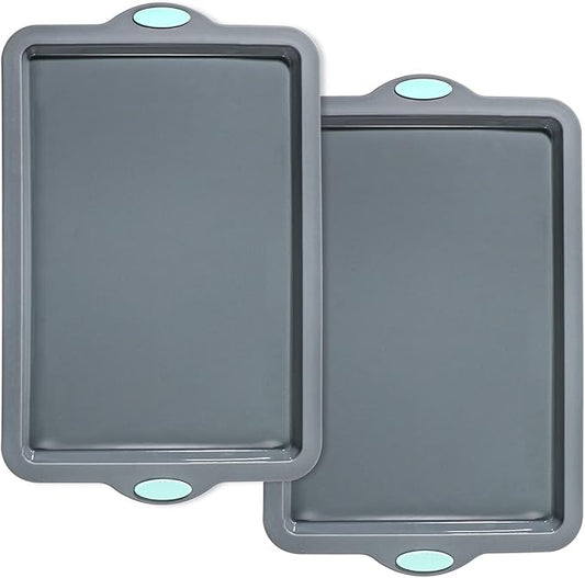Webake Silicone Sheet Cake Pan, 14 Inch Silicone Sheet Pans 2 Pack Cookie Sheet Jelly Roll Pan Rectangular Cooking Sheet Baking Trays for Oven