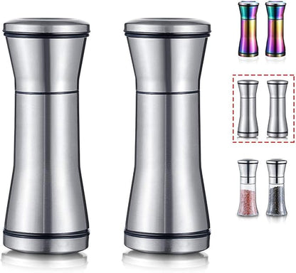 Kyraton Salt and Pepper Shakers, Stainless Steel Salt and Pepper Grinders Refillable Pepper Grinder, Pepper Mill, Salt Grinder, Salt Shaker, Salt Pepper Shaker Set of 2