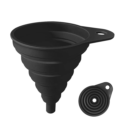 Funnels for Kitchen Use, Food Grade Silicone Collapsible Kitchen Funnel (Black) by ANNIOCA