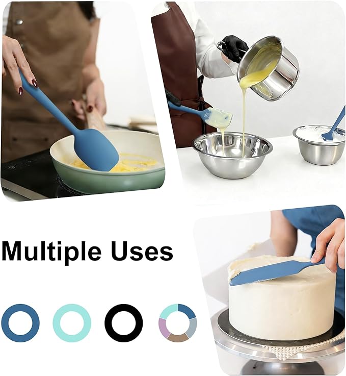 Redfly Silicone Spatula Set, 5 Piece Food Grade Silicone Cooking Utensils Set, Rubber Spatula Heat Resistant Nonstick for Baking, Cooking, Kitchen Utensils Dishwasher Safe Blue - Image 7