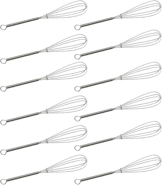 CHuangQi (Pack of 12) 7 inch Stainless Steel Whisk for Cooking, Blending, Whisking, Beating, Stirring, Balloon Whisk/Kitchen Whisk by CHuangQi
