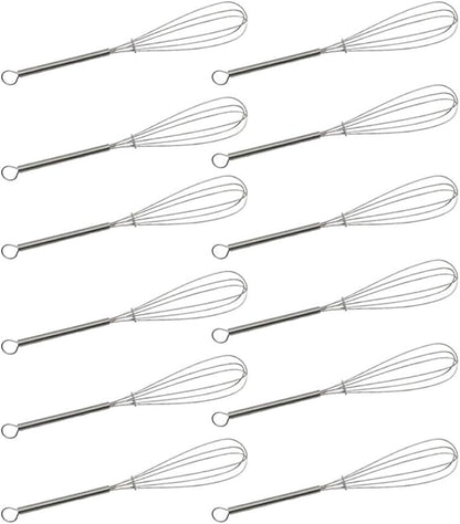 CHuangQi (Pack of 12) 7 inch Stainless Steel Whisk for Cooking, Blending, Whisking, Beating, Stirring, Balloon Whisk/Kitchen Whisk by CHuangQi