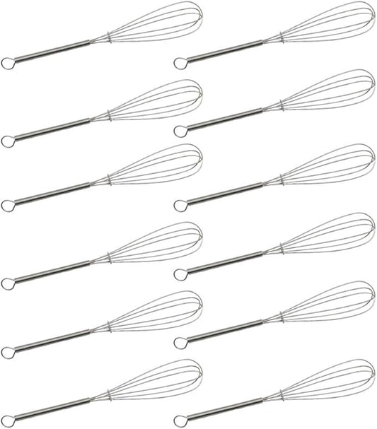 CHuangQi (Pack of 12) 7 inch Stainless Steel Whisk for Cooking, Blending, Whisking, Beating, Stirring, Balloon Whisk/Kitchen Whisk by CHuangQi