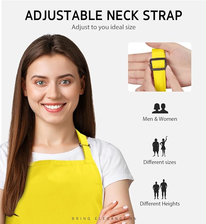 Syntus Apron for Men Women, Adjustable Cooking Kitchen Chef Aprons with 2 Pockets, Cotton/Polycotton/Polyester - Image 5