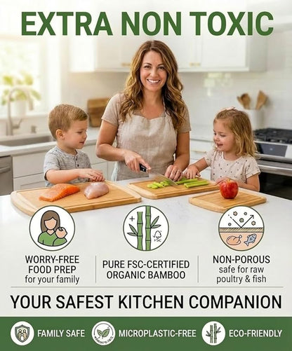 Greener Chef Luxury XL Bamboo Cutting Board Set of 3 with Vertical Grain Strength Technology - Extra Large Wood Cutting Boards for Kitchen and Lightweight Chopping Board Set - Replacements for Life - Image 2