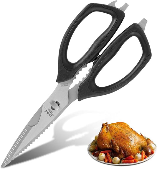 Kitchen Scissors Come Apart Kitchen Shears for Food Heavy Duty Shears for Chicken Bone Nutcracker Bottle Can Opener Shears with Premium Stainless Steel Scissors 02B
