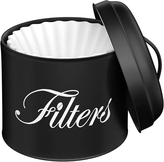 Coffee Filter Holder with Lid, Basket Storage Container for Counter, Black Small Bar Accessories for Coffee Bar Station(Black) by APOIMNA